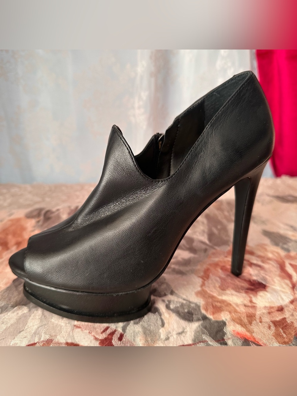 Gianni Bini Whimsygoth Heels Black Leather Peep Toe Platform Stiletto gothglam 6
